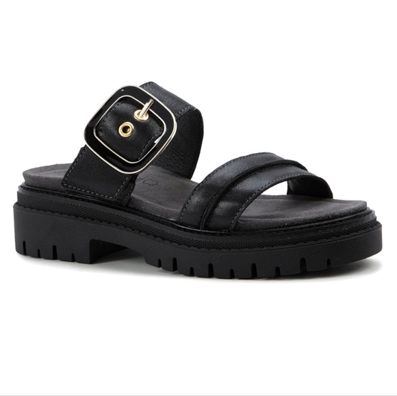 NAOT Mulberry Slides Buckle Sandals Black Size 37 Platform - Picture 1 of 6